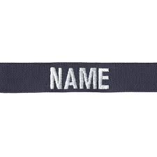 DK NAVY NAMETAPE WITH SILVER LETTERS W/ VELCRO 4"X1 " for vest