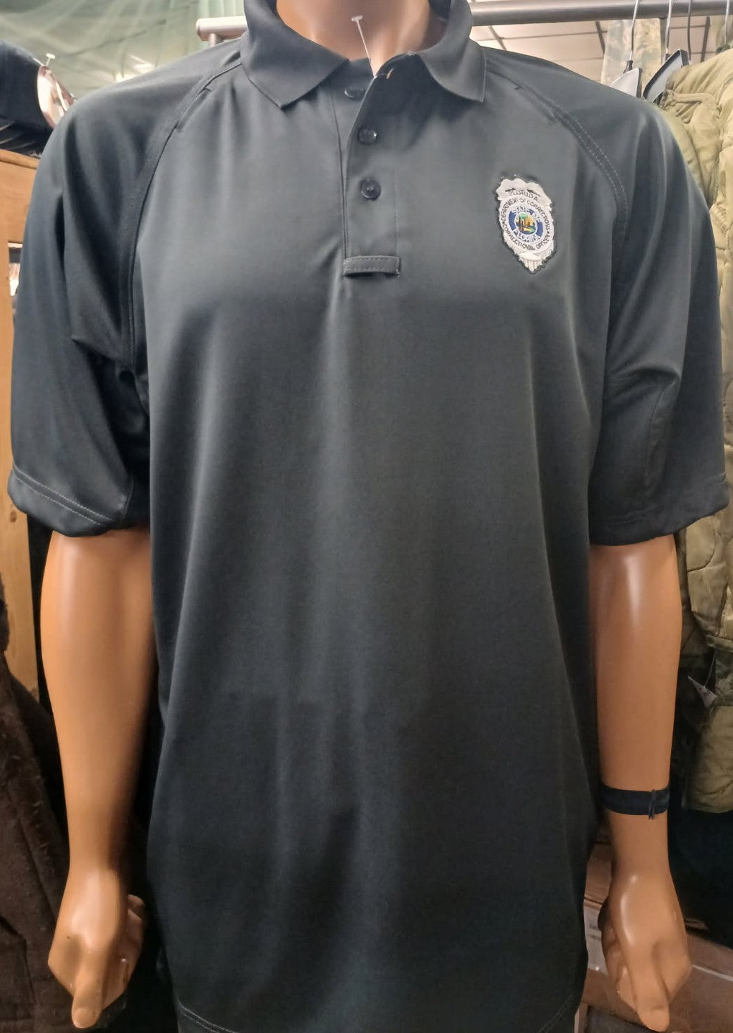 GREY DOC ( FLORIDA DEPARTMENT OF CORRECTIONS ) POLO SHIRT W/ BADGE AND NAME EMBROIDERED